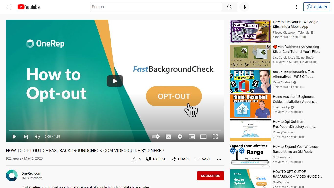 HOW TO OPT OUT OF FASTBACKGROUNDCHECK.COM VIDEO GUIDE BY ONEREP